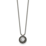 Load image into Gallery viewer, Stainless Steel CZ Antiqued Circle NecklaceSRN1334-18
