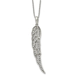 Load image into Gallery viewer, Stainless Steel Polished CZ Wing Pendant with 2in extension NecklaceSRN1335-20
