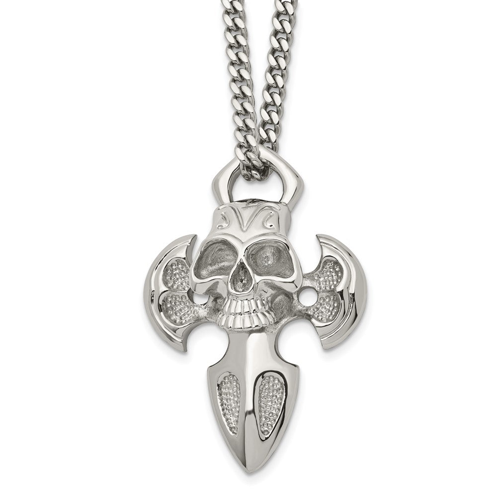 Stainless Steel Cross with Skull NecklaceSRN134-24