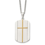 Load image into Gallery viewer, Stainless Steel Yellow IP-plated Cross Brushed/Polished NecklaceSRN1349-22
