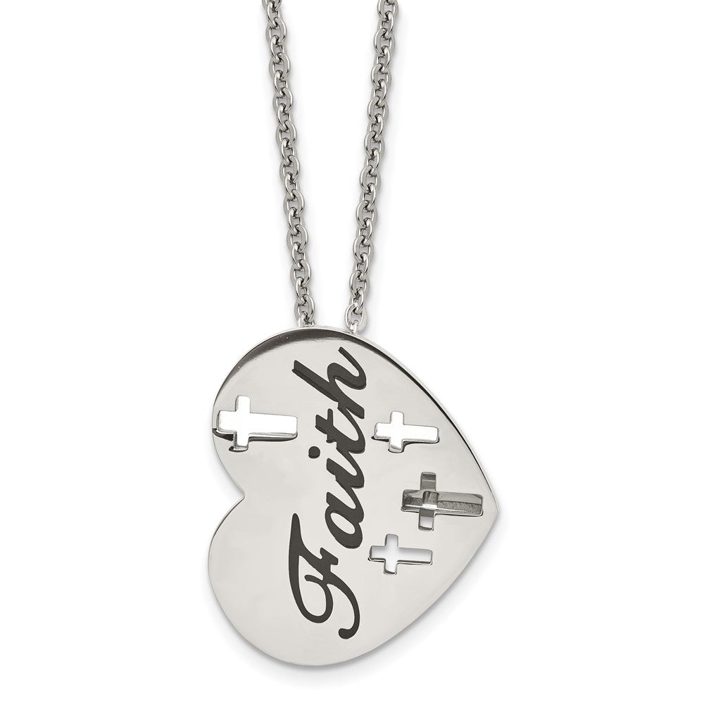Stainless Steel Enameled Polished Heart NecklaceSRN1355-20