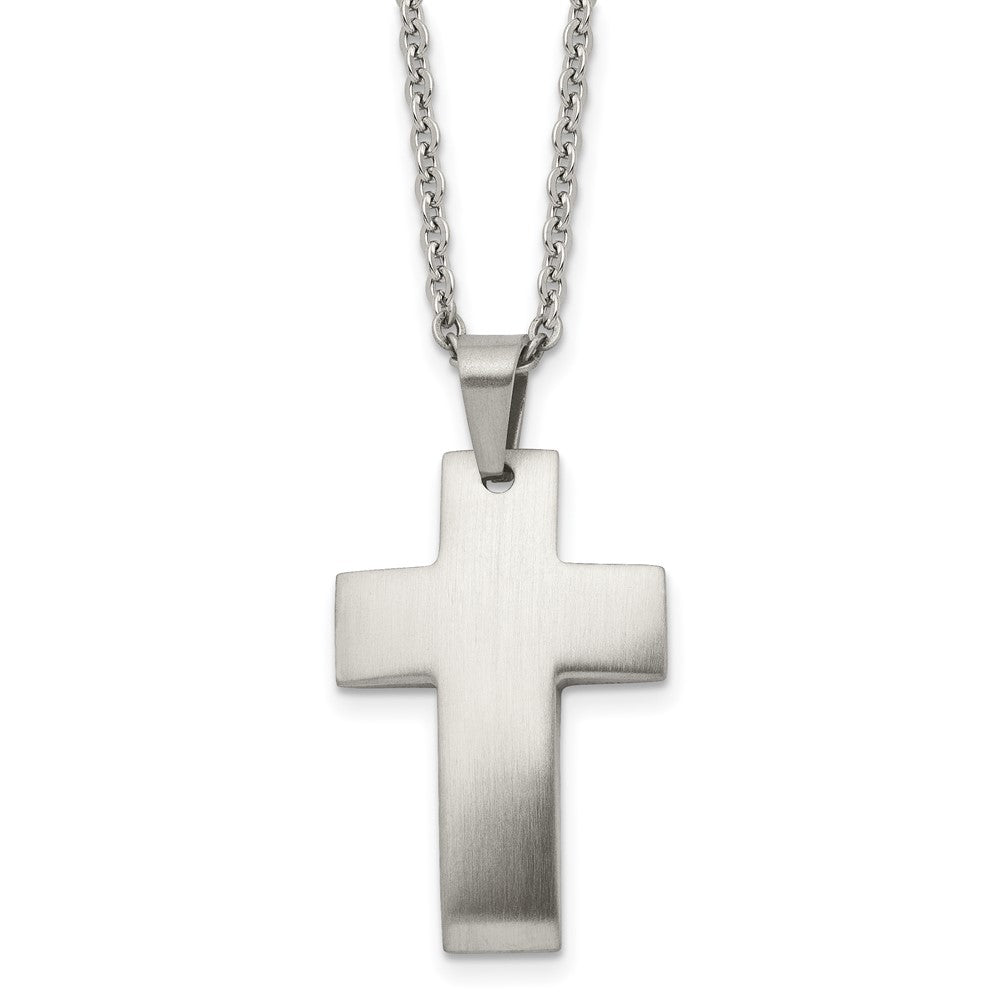 Stainless Steel Brushed Cross NecklaceSRN1366-20