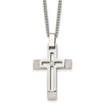 Load image into Gallery viewer, Stainless Steel Brushed and Polished Cross with CZ NecklaceSRN1368-22
