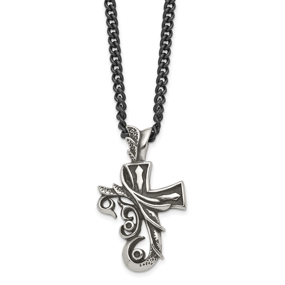 Stainless Steel Polished and Antiqued NecklaceSRN1381-20