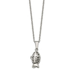 Load image into Gallery viewer, Stainless Steel Polished and Antiqued Magnetic Fish NecklaceSRN1386-18
