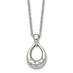 Load image into Gallery viewer, Stainless Steel CZ Teardrop Polished NecklaceSRN1389-18
