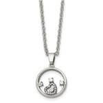 Load image into Gallery viewer, Stainless Steel Round with Heart CZ Polished NecklaceSRN1390-18
