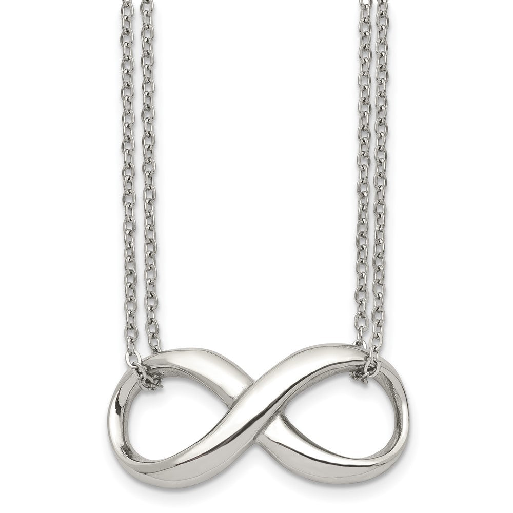 Stainless Steel Polished Two Strand Infinity Symbol NecklaceSRN1408-18
