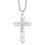Load image into Gallery viewer, Stainless Steel &amp; Sterling Silver Diamond Cut and Polished Cross NecklaceSRN1411-20
