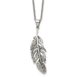 Load image into Gallery viewer, Stainless Steel Antiqued Feather NecklaceSRN1423-18
