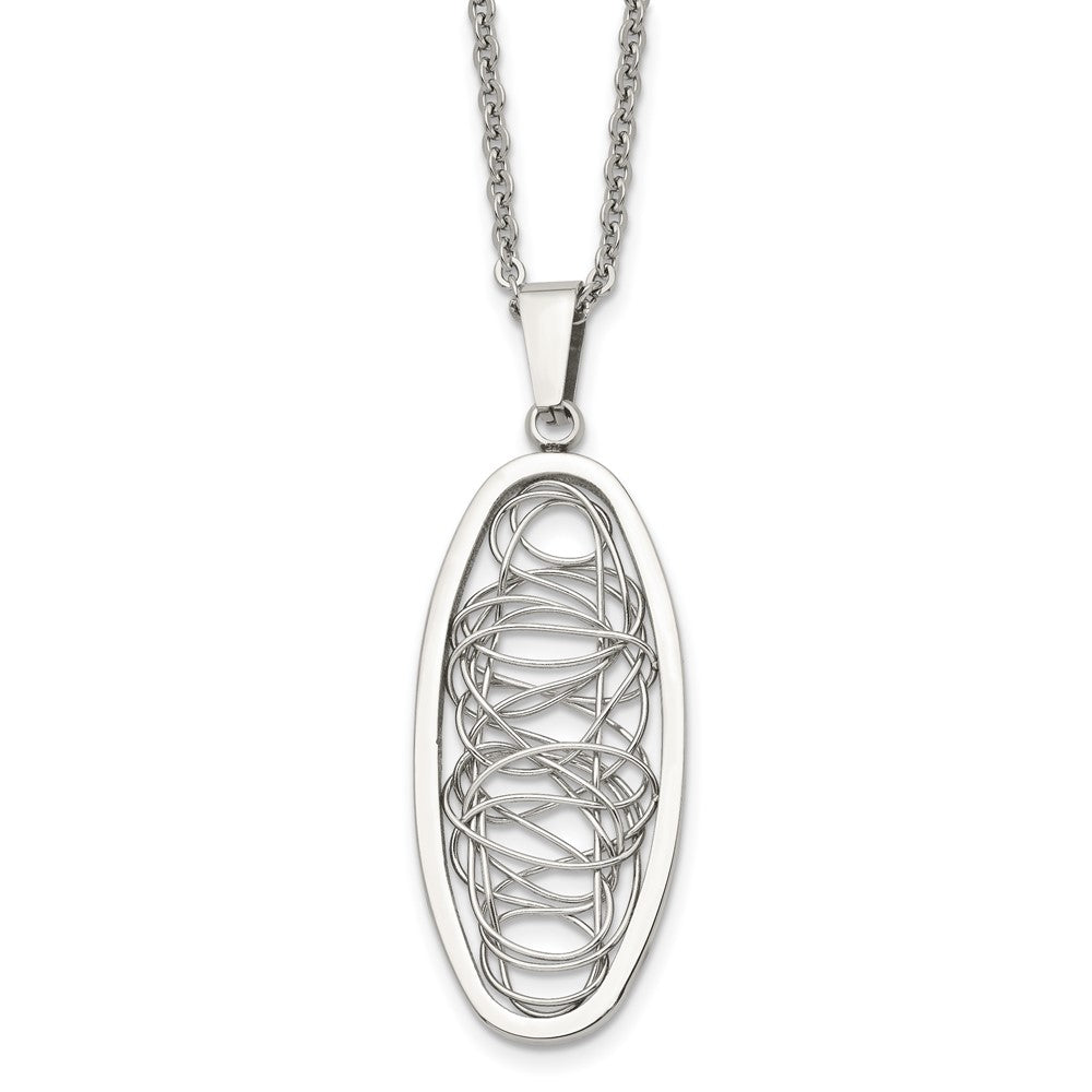 Stainless Steel Wire Designed Oval Pendant NecklaceSRN1426-18