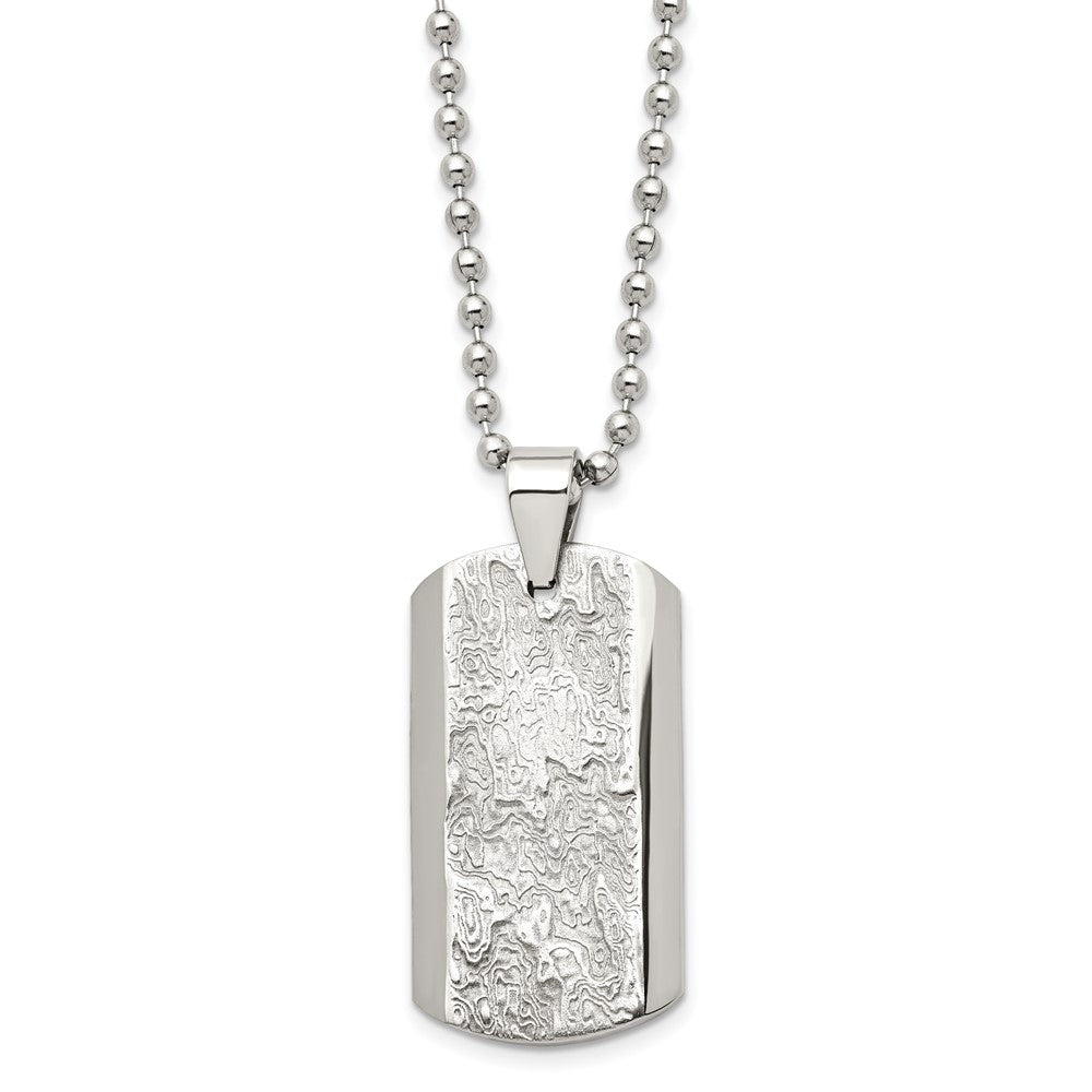 Stainless Steel Polished and Textured NecklaceSRN1442-24