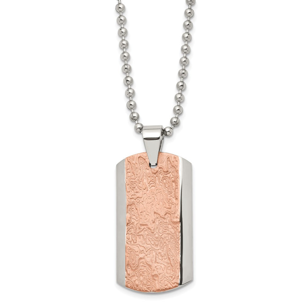 Stainless Steel Polished and Textured Brown IP-plated NecklaceSRN1443-24