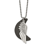 Load image into Gallery viewer, Stainless Steel Brushed Wing with Leather Moon NecklaceSRN1445-26.5
