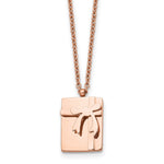 Load image into Gallery viewer, Stainless Steel Polished Pink IP plated Package &amp; Bow with 2.5in ext. NeckSRN1461-16
