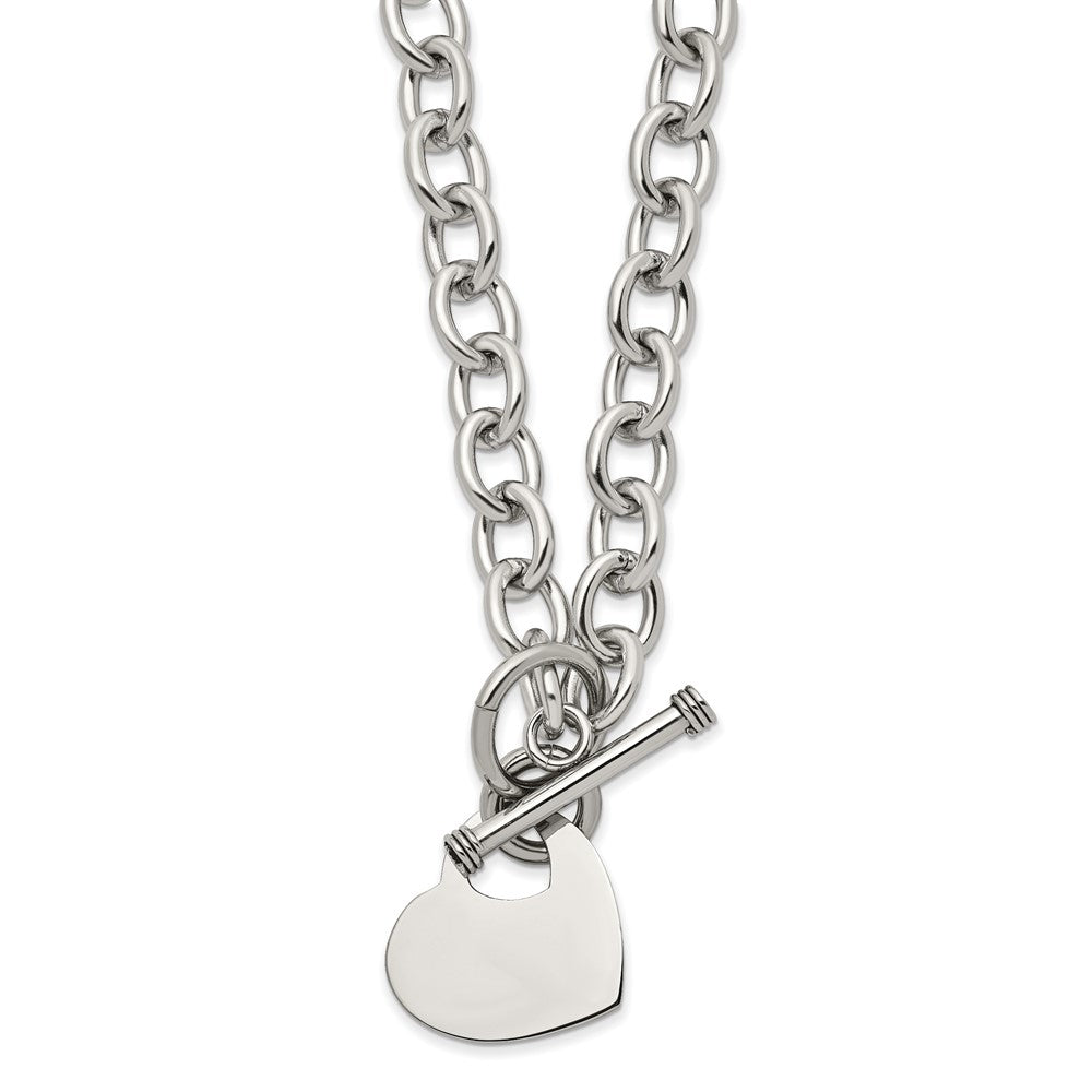 Stainless Steel Polished Heart Toggle NecklaceSRN1464-18