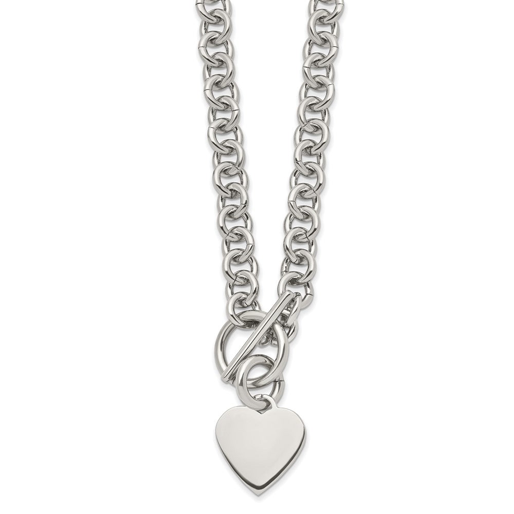 Stainless Steel Polished Heart Toggle NecklaceSRN1465-18