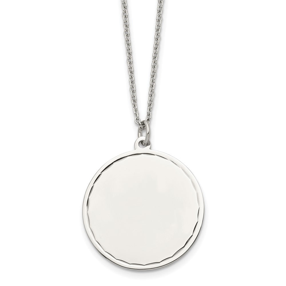 Stainless Steel Polished Engraveable Round Disc w/2in. Ext. NecklaceSRN1467-18