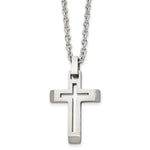 Load image into Gallery viewer, Stainless Steel Polished and Brushed Cut-out Cross NecklaceSRN1468-20

