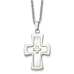 Load image into Gallery viewer, Stainless Steel Polished Mother Of Pearl Cross NecklaceSRN1476-22
