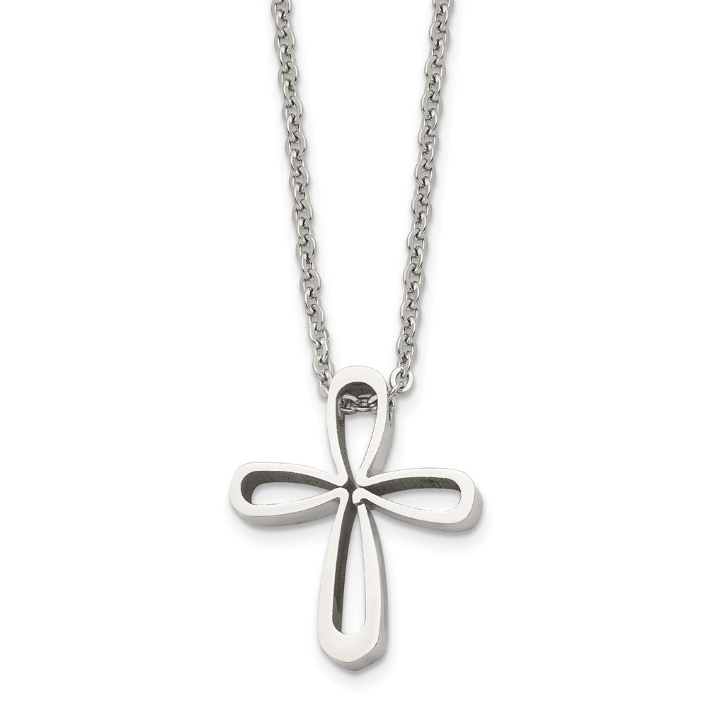 Stainless Steel Polished Cross NecklaceSRN1478-18