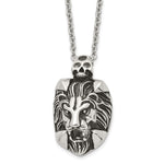 Load image into Gallery viewer, Stainless Steel Polished and Antiqued Lion and Skull NecklaceSRN1490-22
