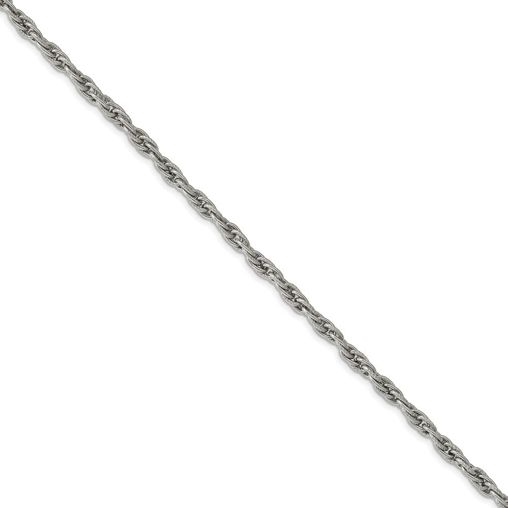 Stainless Steel Polished and Textured 5.00mm Fancy Link Chain NecklaceSRN1498-19.25