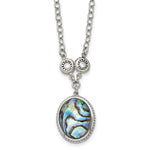 Load image into Gallery viewer, Stainless Steel Polished/Antiqued Imitation Abalone/CZw/1.5in ext. NecklacSRN1500-18.5
