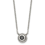 Load image into Gallery viewer, Stainless Steel Polished Black CZ Circle w/1in ext. NecklaceSRN1501-18
