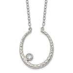 Load image into Gallery viewer, Stainless Steel Polished and Textured CZ w/2in ext. NecklaceSRN1505-18

