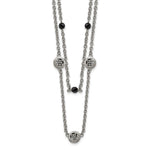 Load image into Gallery viewer, Stainless Steel Polished Black Onyx w/2in ext. Layered NecklaceSRN1507-23.75
