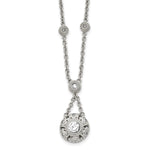 Load image into Gallery viewer, Stainless Steel Polished and Antiqued CZ w/2in ext. NecklaceSRN1509-18.5
