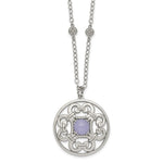 Load image into Gallery viewer, Stainless Steel Polished Synthetic Purple Calcedony w/2in ext. Circle NecklSRN1510-30
