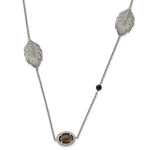 Load image into Gallery viewer, Stainless Steel Polished Smoky Quartz/Black Onyx w/2in ext. NecklaceSRN1513-32
