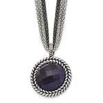 Load image into Gallery viewer, Stainless Steel Polished Blue Sandstone w/2in ext. Reversible NecklaceSRN1523-18
