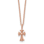 Load image into Gallery viewer, Stainless Steel Polished Pink IP-plated Cross NecklaceSRN1525-18
