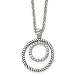 Load image into Gallery viewer, Stainless Steel Polished and Antiqued CZ Circle NecklaceSRN1529-18
