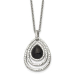 Load image into Gallery viewer, Stainless Steel Polished/Textured Black Onyx w/2in ext. NecklaceSRN1532-18
