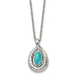 Load image into Gallery viewer, Stainless Steel Polished/Textured Synthetic Dyed Jade w/2in ext. NecklaceSRN1538-18
