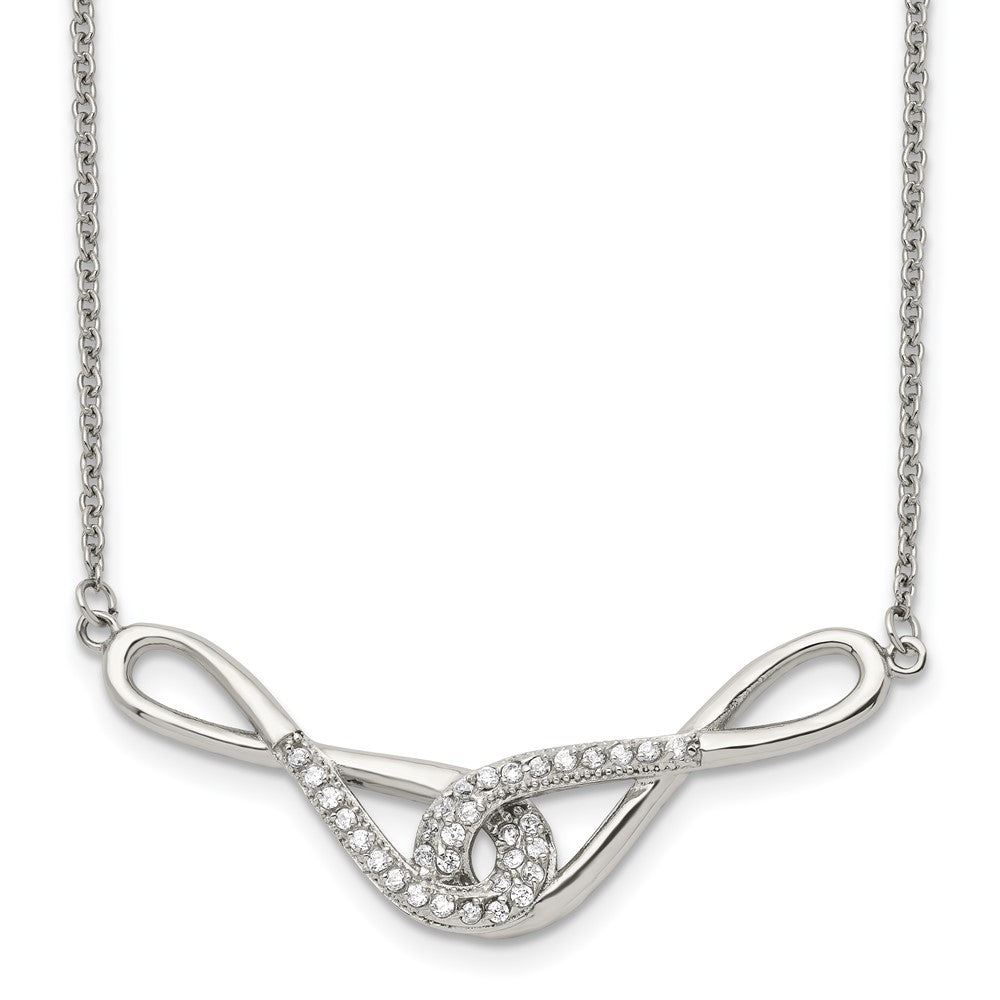 Stainless Steel Polished Infinity Symbols with CZs NecklaceSRN1540-19