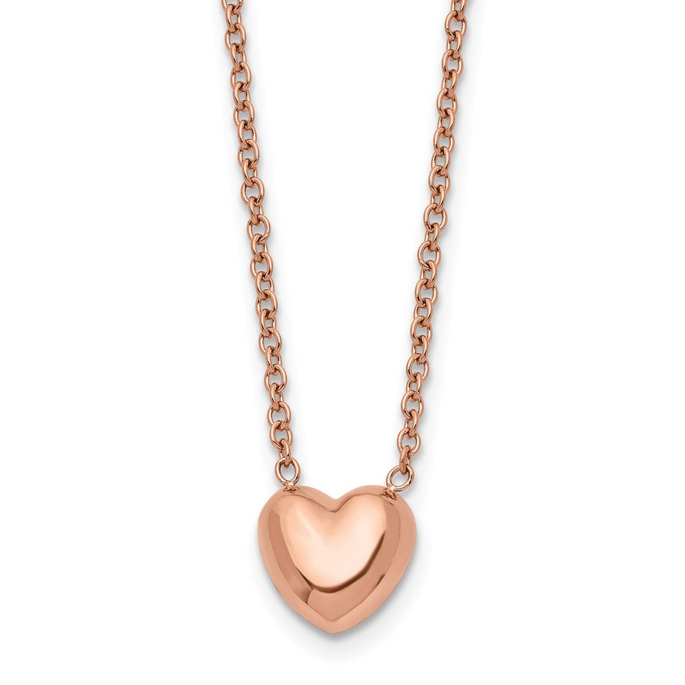 Stainless Steel Polished Pink IP-plated Heart NecklaceSRN1548-17.5