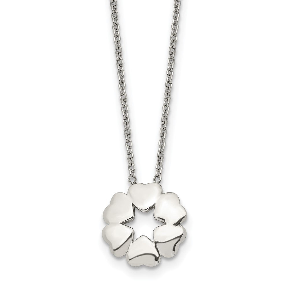 Stainless Steel Polished Flower NecklaceSRN1552-18.5