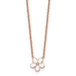 Load image into Gallery viewer, Stainless Steel Polished Pink IP-plated/Enameled Flower w/CZ NecklaceSRN1553-17.25
