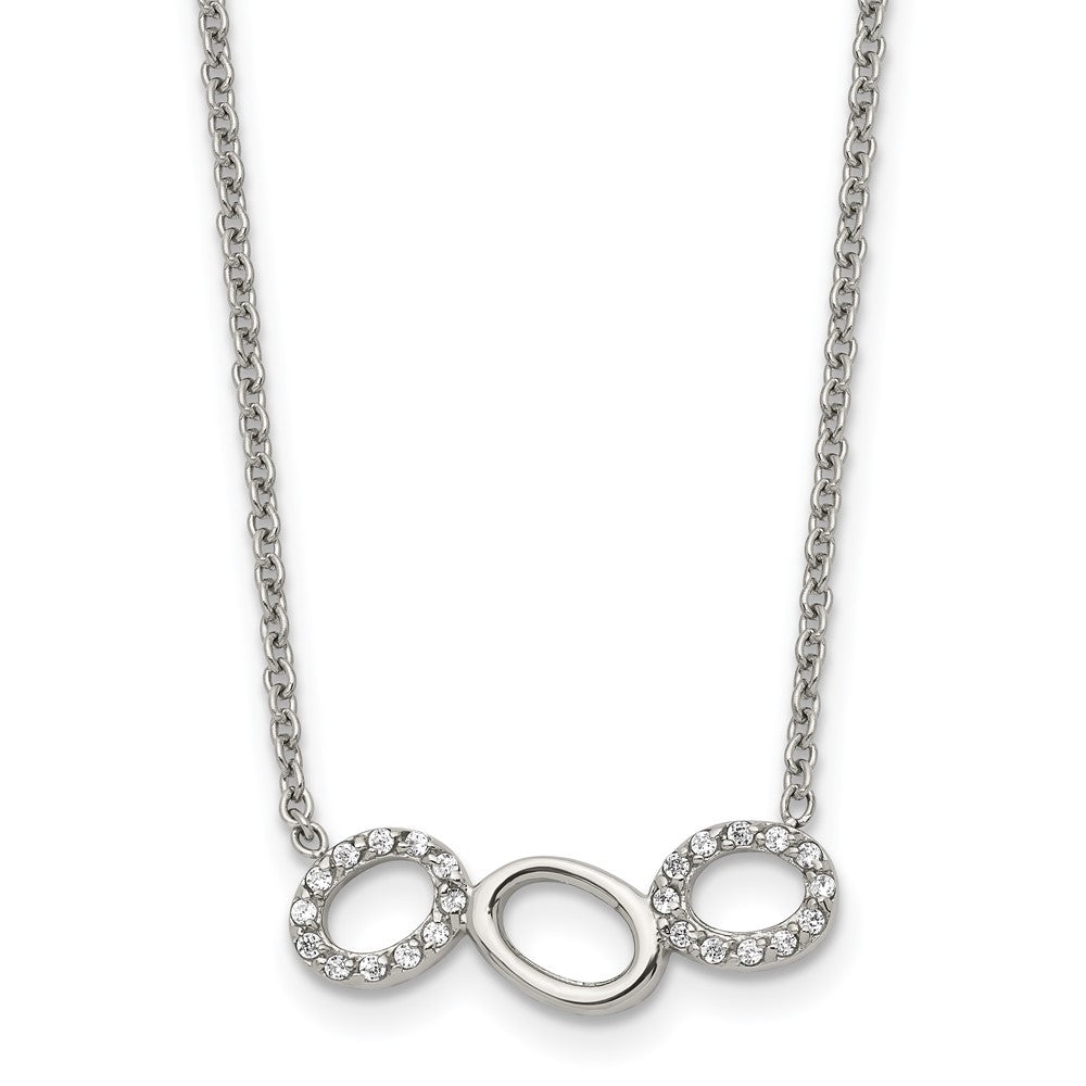 Stainless Steel Polished CZ NecklaceSRN1556-18