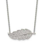 Load image into Gallery viewer, Stainless Steel Polished Leaf with CZs NecklaceSRN1557-18
