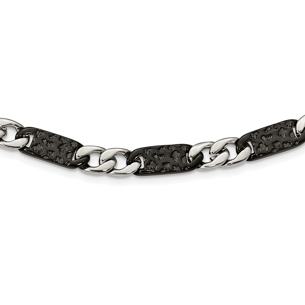 Stainless Steel Polished Black IP-plated Link NecklaceSRN1576-24