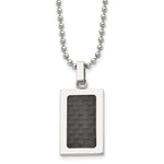 Load image into Gallery viewer, Stainless Steel Polished w/ Black Carbon Fiber Inlay 22in NecklaceSRN158-22
