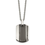 Load image into Gallery viewer, Stainless Steel Polished Black Ceramic Inlay CZ Small NecklaceSRN1583-20
