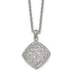 Load image into Gallery viewer, Stainless Steel Polished Clear and Pink CZ Square NecklaceSRN1584-18
