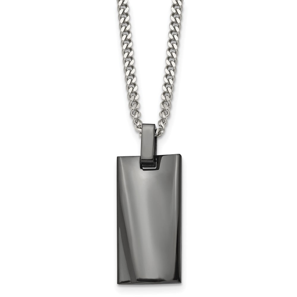 Stainless Steel Polished Black IP-plated Rectangle NecklaceSRN1587-22